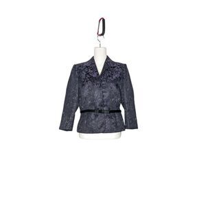 Alex Marie Blazer Belted Floral Print 10 Purple Black Paisley Metallic Formal Ja